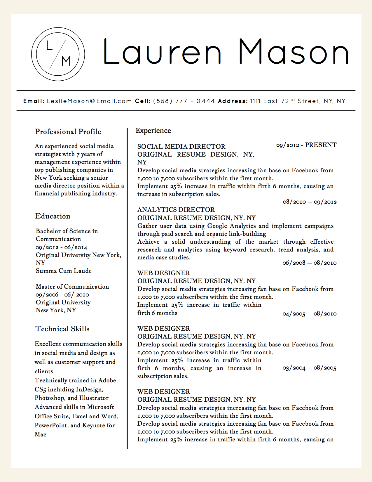 lauren mason resume template