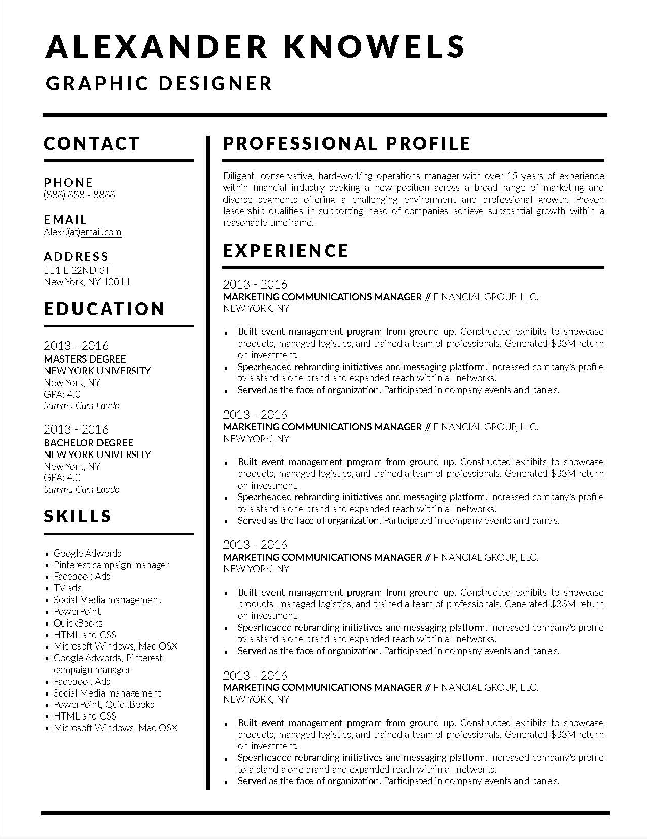 Downloadable Resume Template for Microsoft Word and Apple Pages
