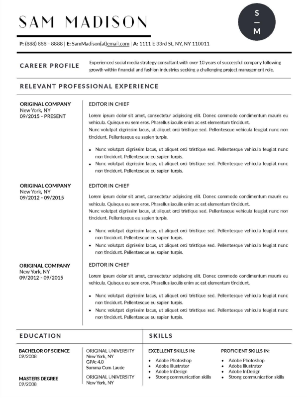 Increase your chances of landing your dream job with a job winning, modern, simple, and scannable resume template for Microsoft Word and Apple Pages.