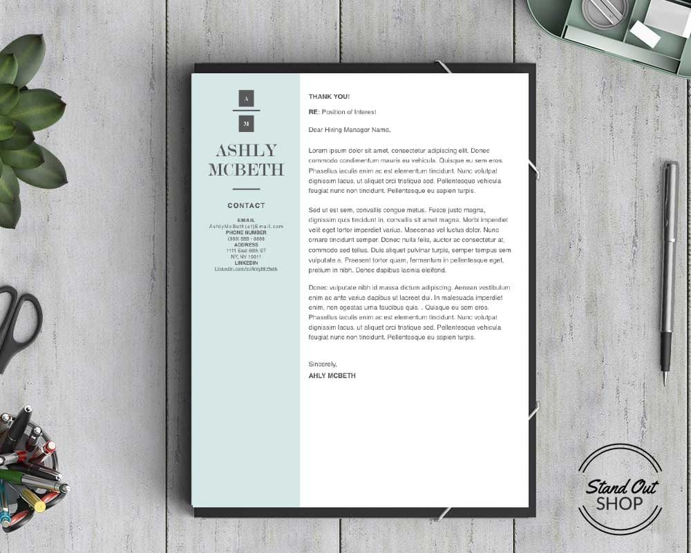Ashly McBeth Downloadable Resume + Cover Template and Cover Letter Template for Microsoft Word and Apple Pages. This cover letter template is perfect for anyone in the fashion field. The template’s design is a modern, unique, colorful, and professional. WE SWEAT THE DETAILS, SO YOU DON’T HAVE TO Stand Out Shop resume templates for Microsoft Word and Apple Pages will help you design a modern and professional resume in minutes! Simply download, open in Microsoft Word or Apple Pages, and input your resume’s information. Increase your chances of landing your dream job with a job winning, modern, simple, and scannable resume template for Microsoft Word and Apple Pages. Creating a resume shouldn’t suck Simply download a resume template from Stand Out Shop, enter your information in Microsoft Word or Apple Pages and get a beautifully formatted resume in seconds. Create a unique and vivid resume in minutes. Make an impressive resume. Customize your own layout in Microsoft Word or Apple Pages and introduce yourself in an impressive way. You can download your resume at any time. Stand out from other job seekers with a beautiful professional design.