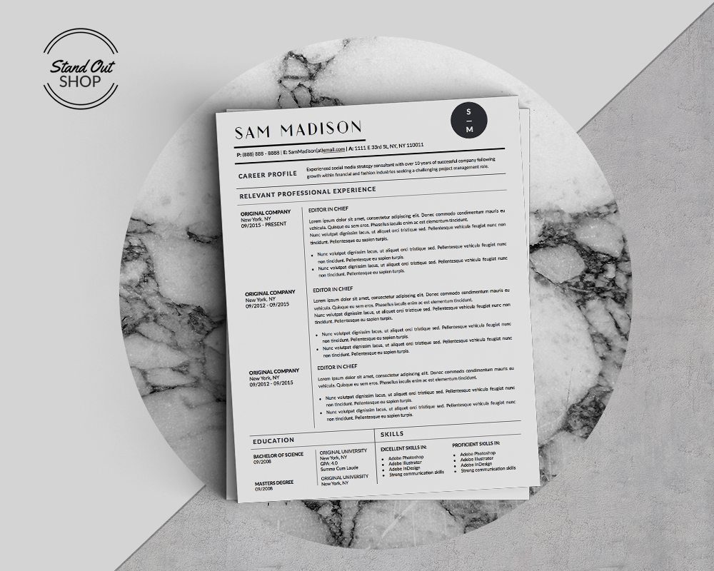 Sam Madison - Resume Template for Word - 5 Best Clean Resume Templates Word of 2019