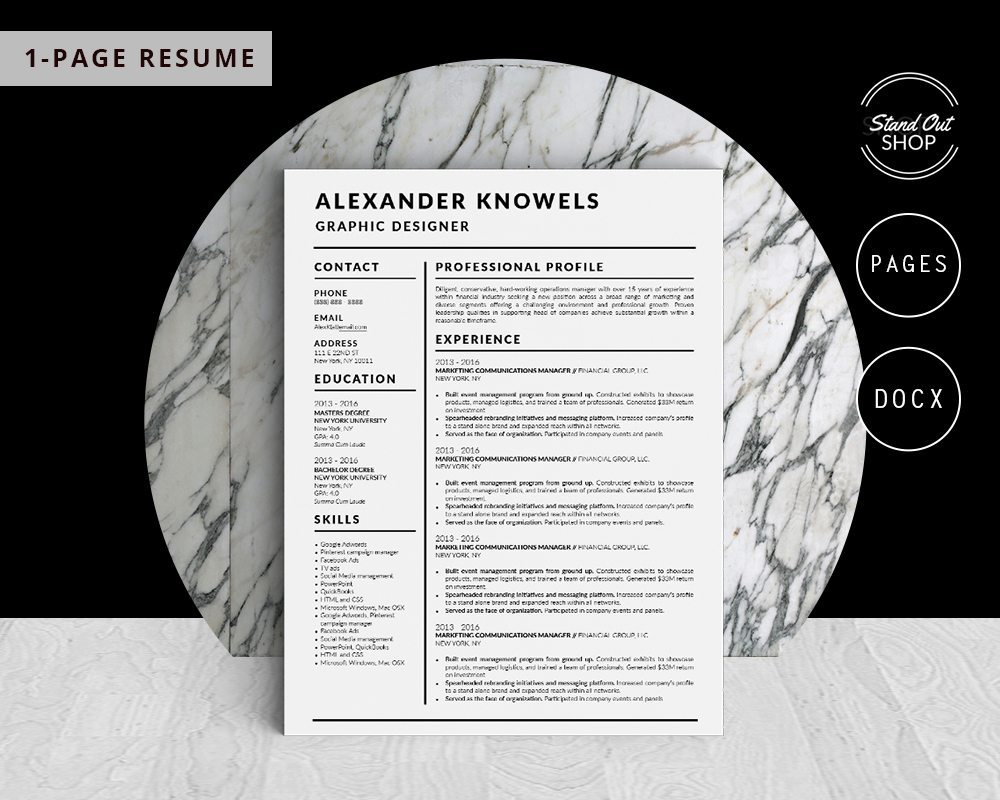 Alexander Knowels - Resume Template for Word - 5 Best Clean Resume Templates Word of 2019