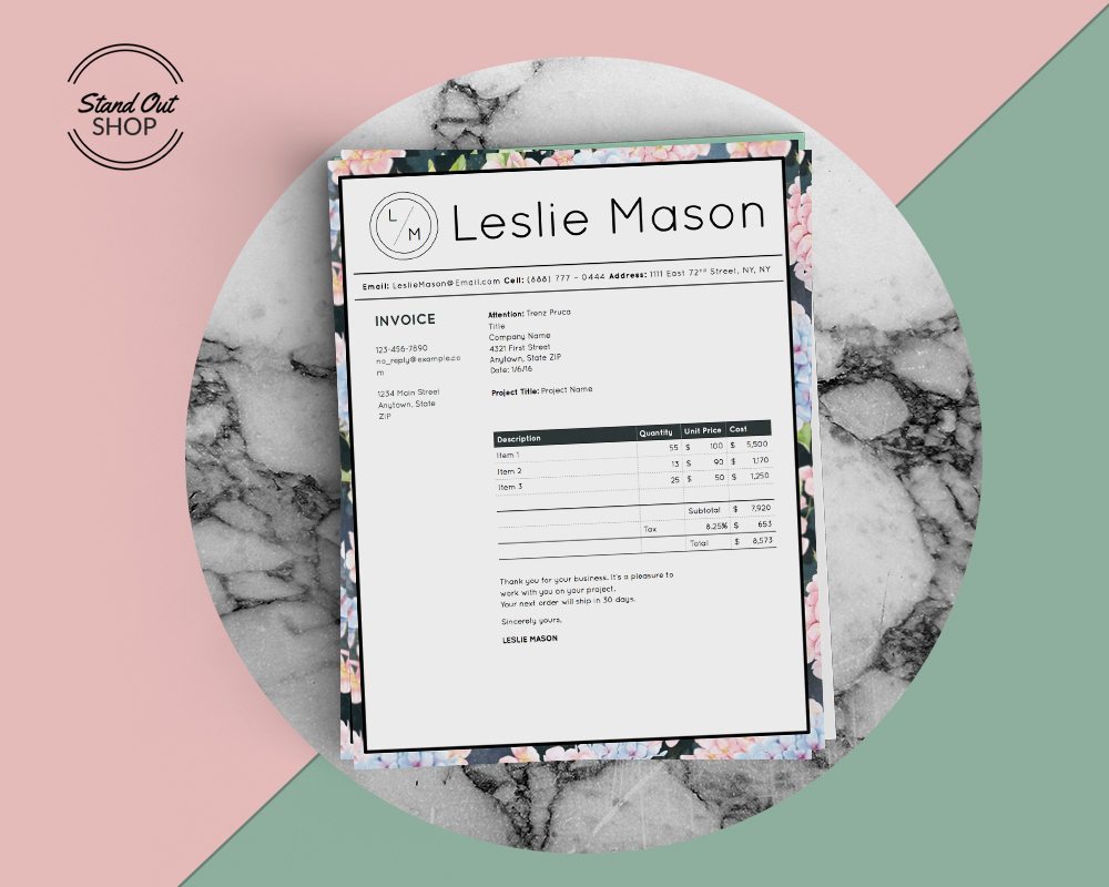Leslie Mason Invoice Template Stand Out Shop Downloadable Resume Template and Cover Letter Template for Microsoft Word and Apple Pages