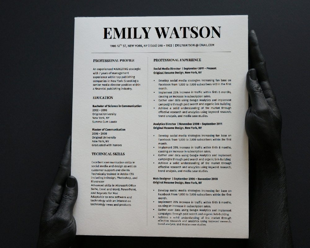 Emily Watson - Resume Template for Word - 5 Best Clean Resume Templates Word of 2019