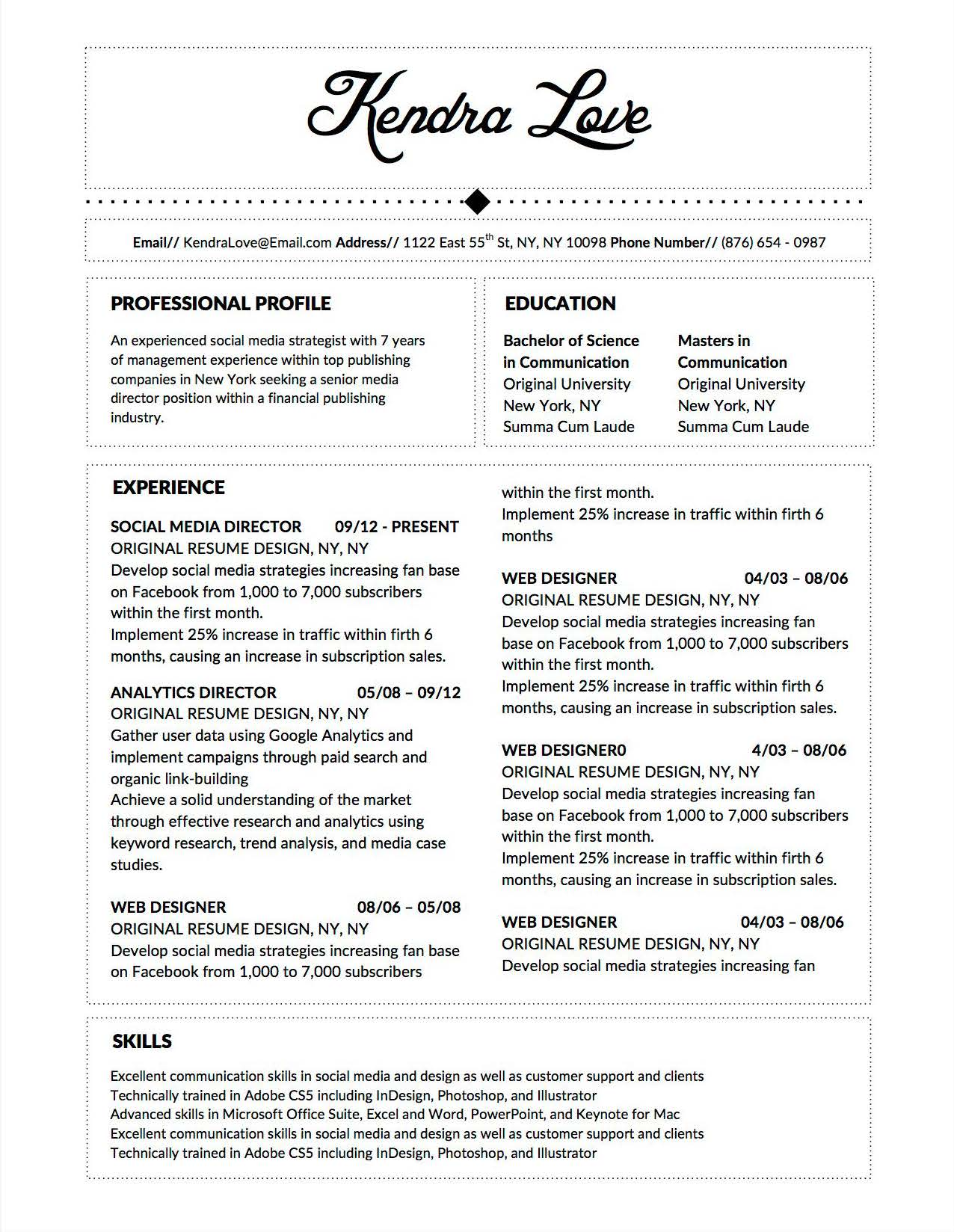 Kendra Love -5 FREE MICROSOFT WORD CV RESUME TEMPLATES ...