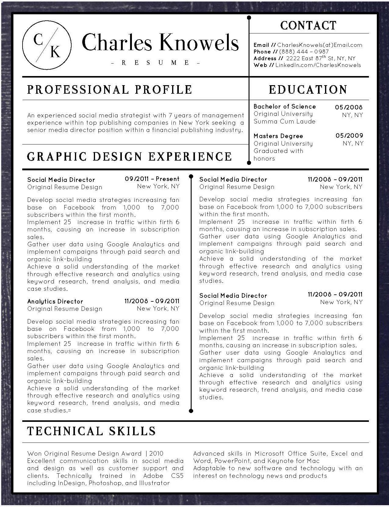 Charles Knowels - Resume Template for Word - 5 Best Clean Resume Templates Word of 2019