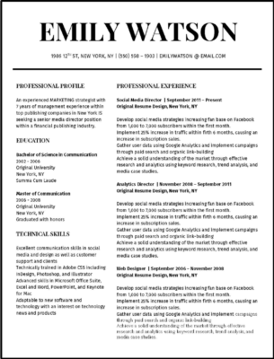 Emily Watson - Resume Template for Word - 5 Best Clean Resume Templates Word of 2019