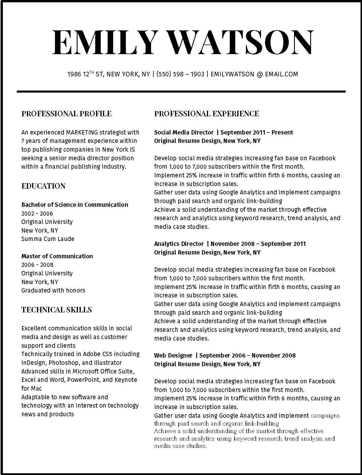 Emily Watson - Resume Template for Word - 5 Best Clean Resume Templates